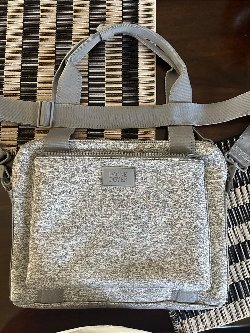 Dagne Dover Light Gray Men's Laptop Tote with Adjustable Strap